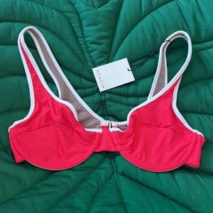 NWT Acacia Swimwear Ruby piped top. Color: torch. Bikini top. Underwire. Size L